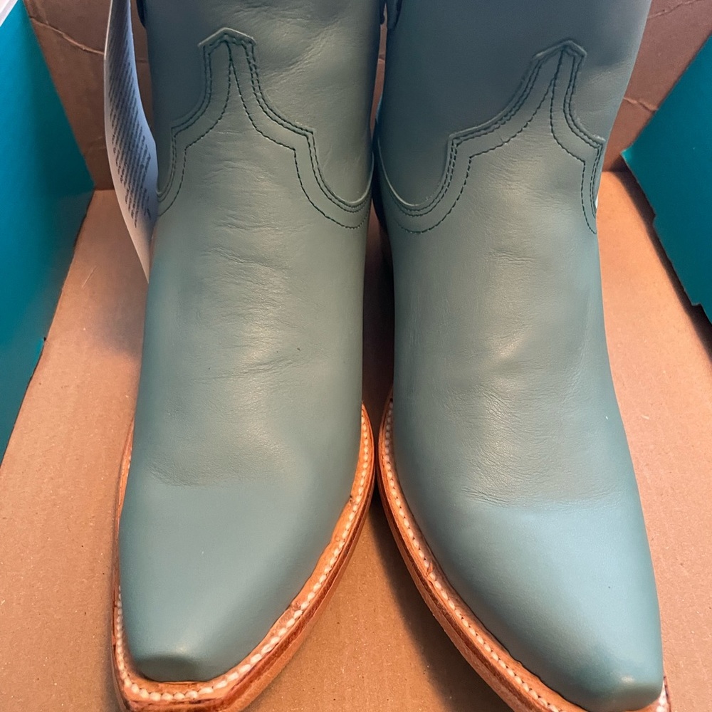 Lane.Turquoise Blue Ankle Boots W. Gorgeous. Leather. Size 8.5 NWT Brand New - Picture 2 of 12